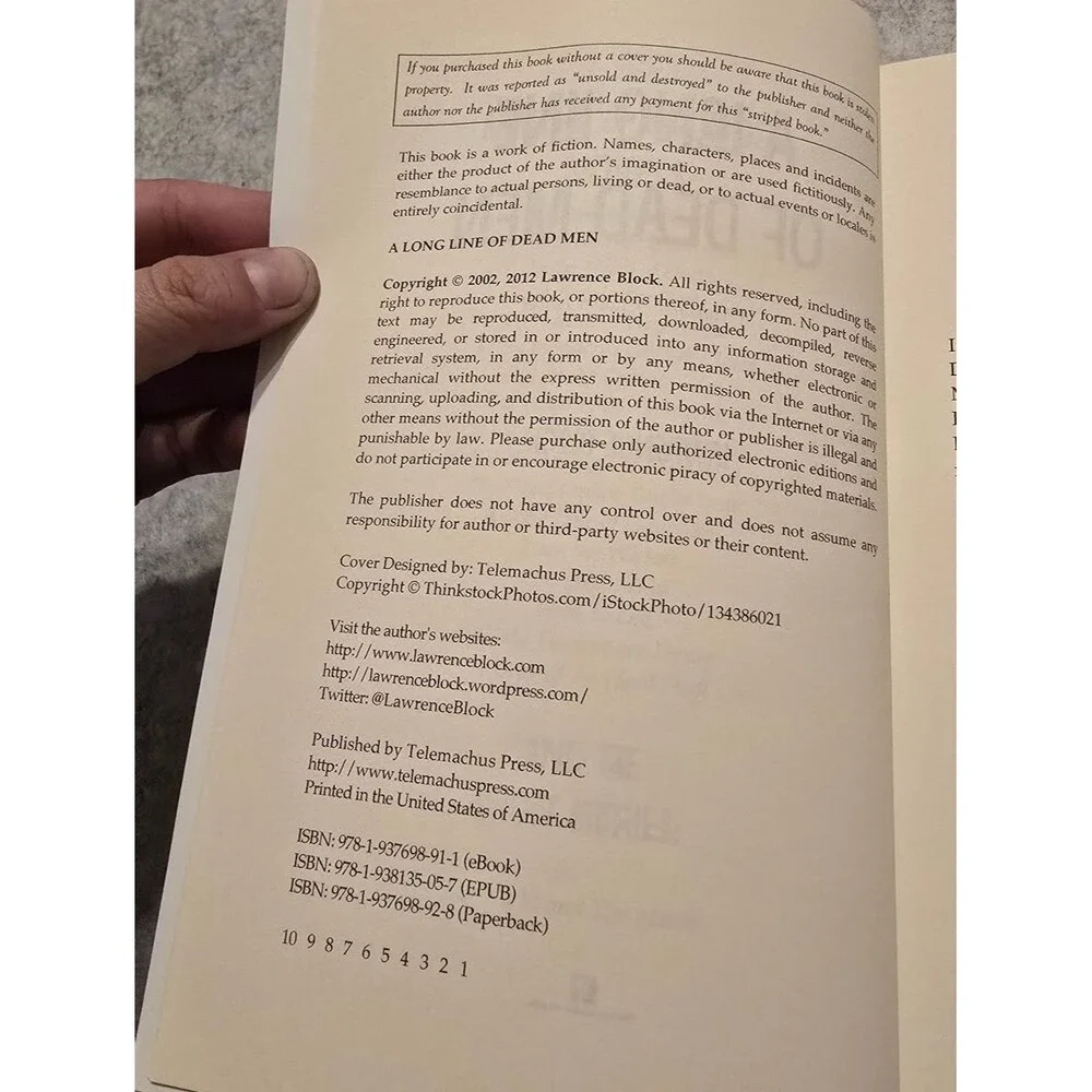 A Long Line Of Dead Men By Lawrence Block - Matthew Scudder #12